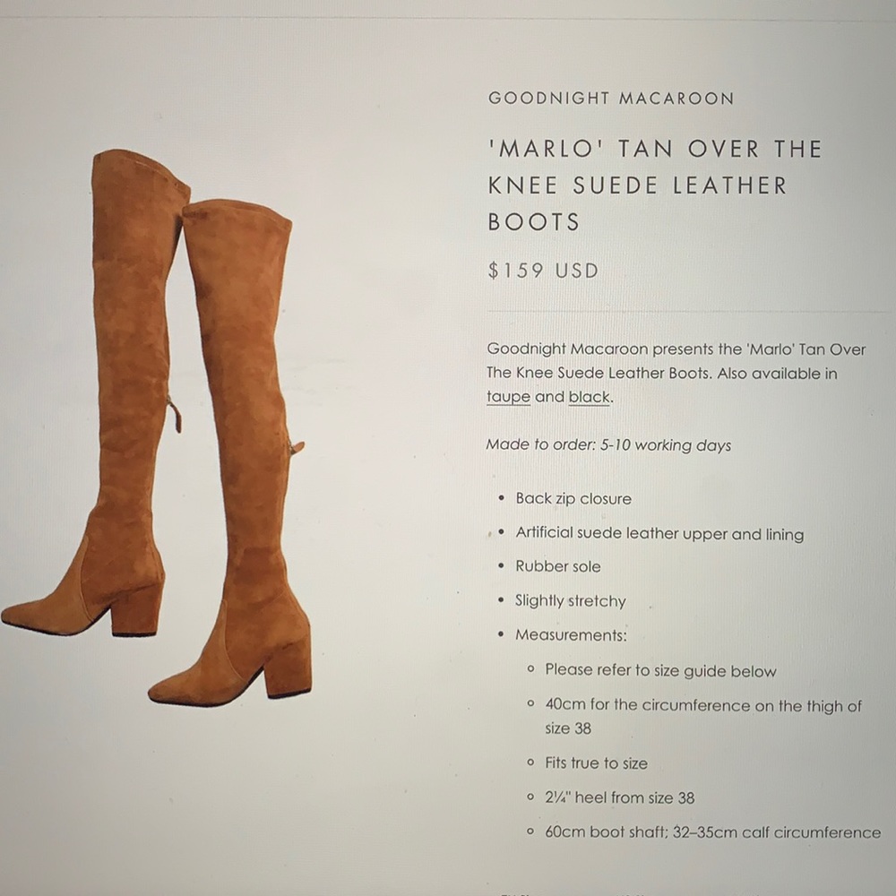 Marlo Tan Over The Knee Suede Leather Boots